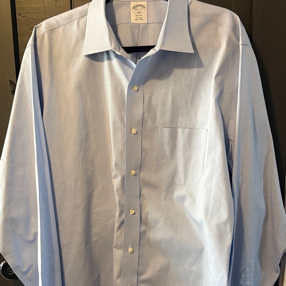 Brooks Brothers Regent Fit All Cotton Men's Light Blue Dress Shirt